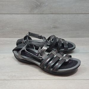 Ecco Women's Metallic Gray Strappy Leather Comfort Sandals Shoes Sz 40/9-9.5
